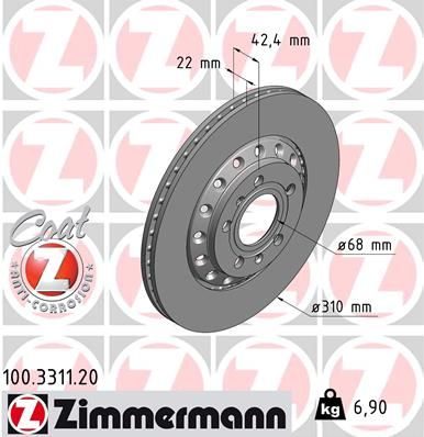 Гальмівний диск ZIMMERMANN 100331120 - zapix
