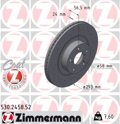 Гальмівний диск ZIMMERMANN 530245852 - zapix