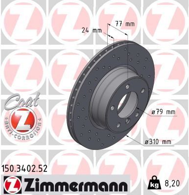Гальмівний диск ZIMMERMANN 150340252 - zapix