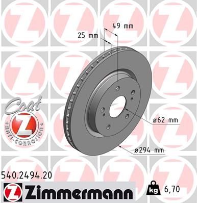 Гальмівний диск ZIMMERMANN 540249420 - zapix