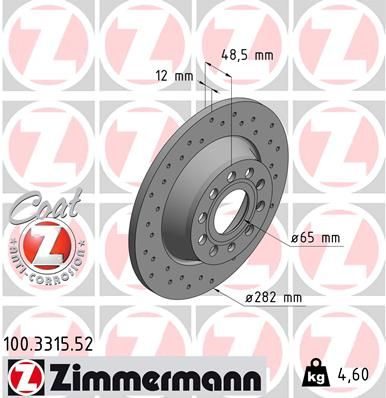 Гальмівний диск ZIMMERMANN 100331552 - zapix