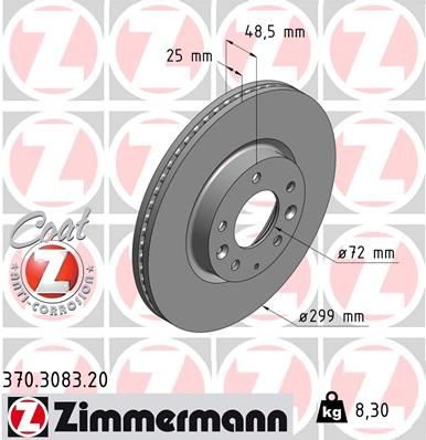 Гальмівний диск ZIMMERMANN 370308320 - zapix
