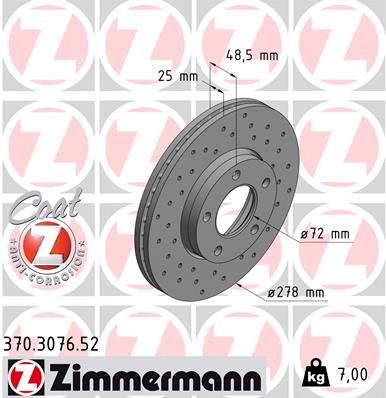Гальмівний диск ZIMMERMANN 370307652 - zapix