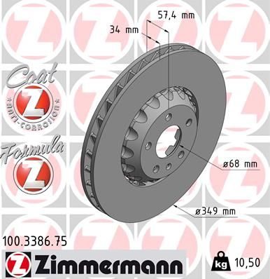 Гальмівний диск ZIMMERMANN 100338675 - zapix