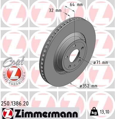 Гальмівний диск ZIMMERMANN 250138620 - zapix