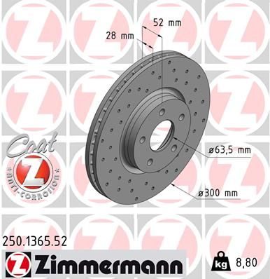 Гальмівний диск ZIMMERMANN 250136552 - zapix