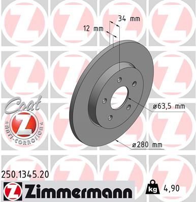 Гальмівний диск ZIMMERMANN 250134520 - zapix
