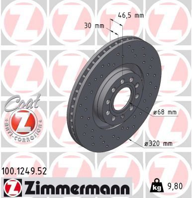 Гальмівний диск ZIMMERMANN 100124952 - zapix