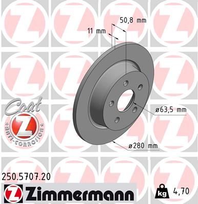 Гальмівний диск ZIMMERMANN 250570720 - zapix