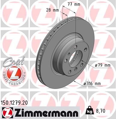 Гальмівний диск ZIMMERMANN 150127920 - zapix