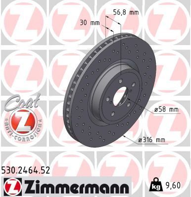 Гальмівний диск ZIMMERMANN 530246452 - zapix