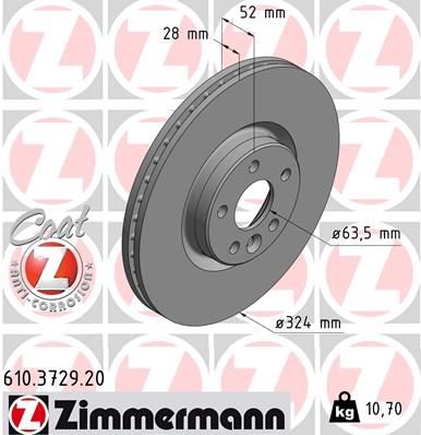 Гальмівний диск ZIMMERMANN 610372920 - zapix