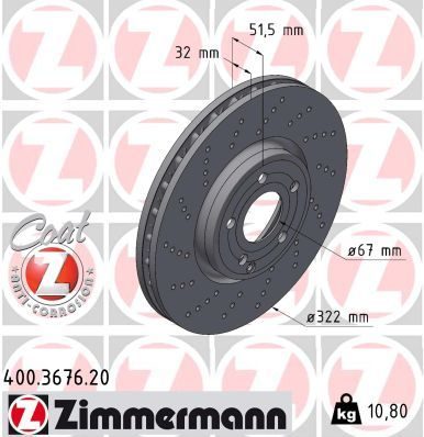 Гальмівний диск ZIMMERMANN 400367620 - zapix
