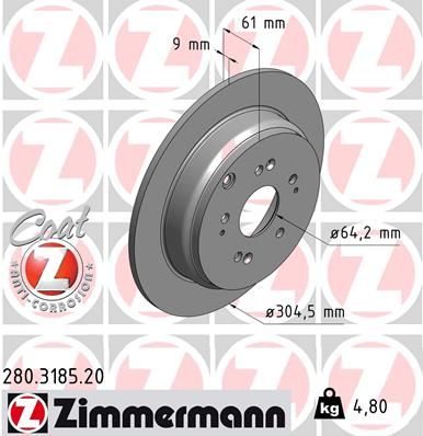 Гальмівний диск ZIMMERMANN 280318520 - zapix
