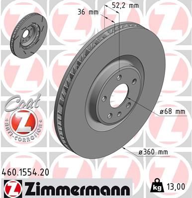 Гальмівний диск ZIMMERMANN 460155420 - zapix