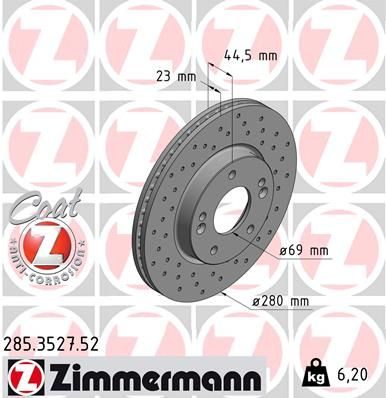 Гальмівний диск ZIMMERMANN 285352752 - zapix