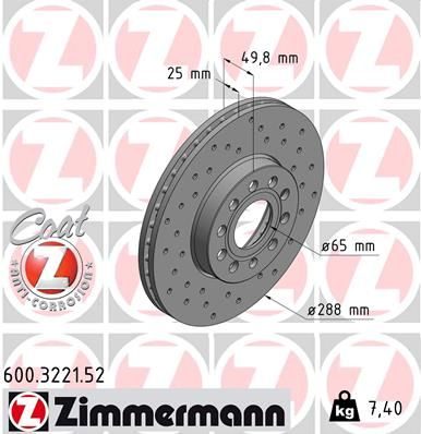 Гальмівний диск ZIMMERMANN 600322152 - zapix