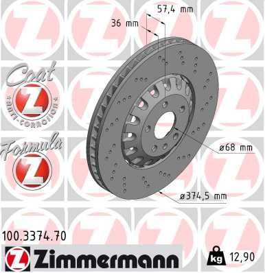 Гальмівний диск ZIMMERMANN 100337470 - zapix