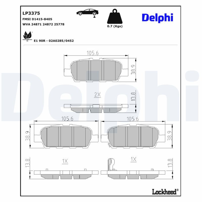 Гальмівні колодки дискові DELPHI LP3375 - zapix