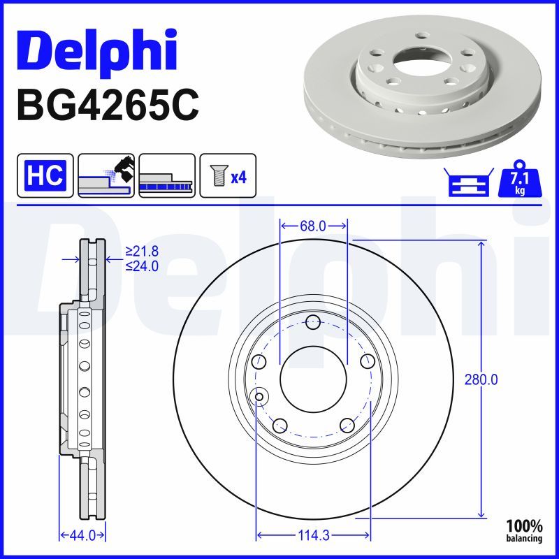 Гальмівний диск DELPHI BG4265C
