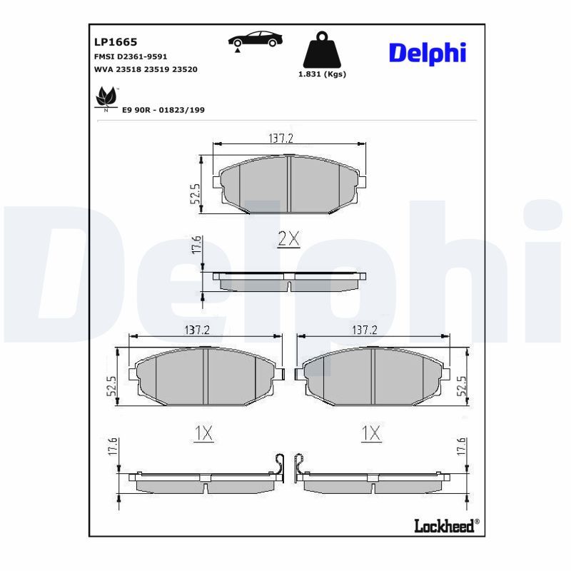 Гальмівні колодки дискові DELPHI LP1665 - zapix