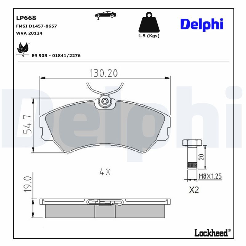 Гальмівні колодки дискові DELPHI LP668 - zapix