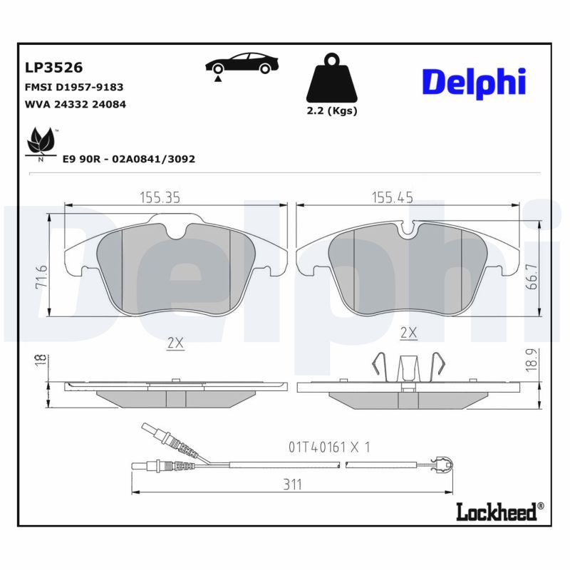 Гальмівні колодки дискові DELPHI LP3526 - zapix