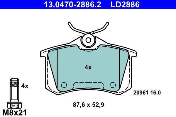 Гальмівні колодки дискові ATE 13047028862 - zapix