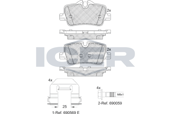Гальмівні колодки дискові ICER 182360 - zapix