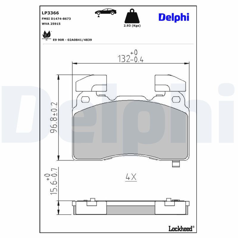 Гальмівні колодки дискові DELPHI LP3366 - zapix