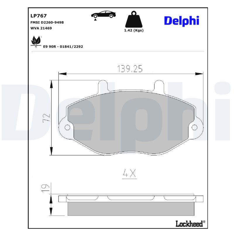 Гальмівні колодки дискові DELPHI LP767