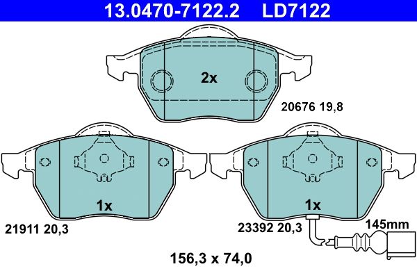 Гальмівні колодки дискові ATE 13047071222 - zapix