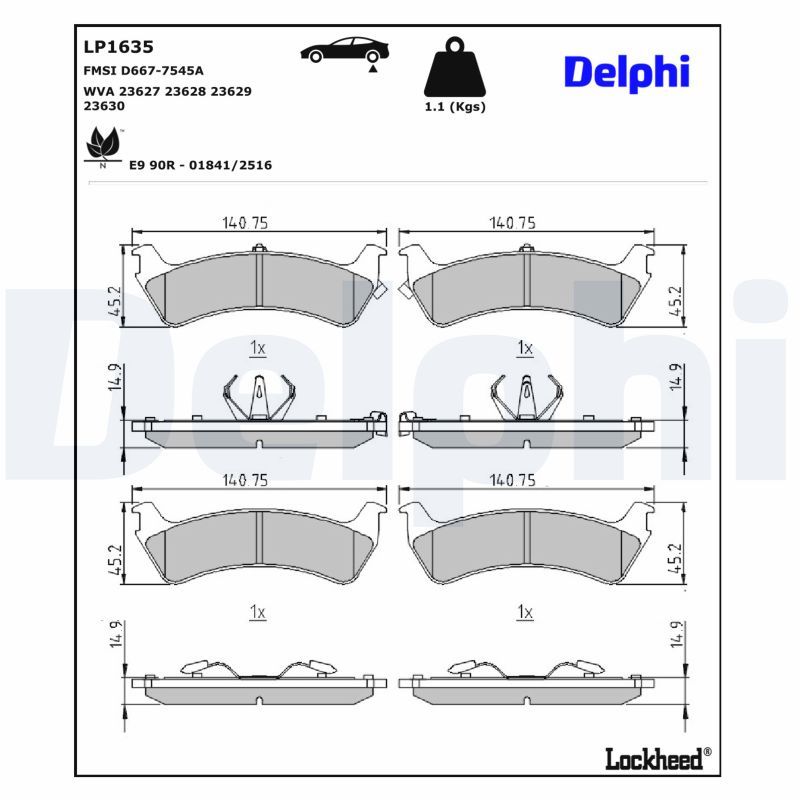 Гальмівні колодки дискові DELPHI LP1635 - zapix