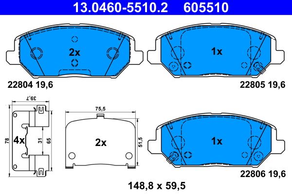 Гальмівні колодки дискові ATE 13046055102 - zapix