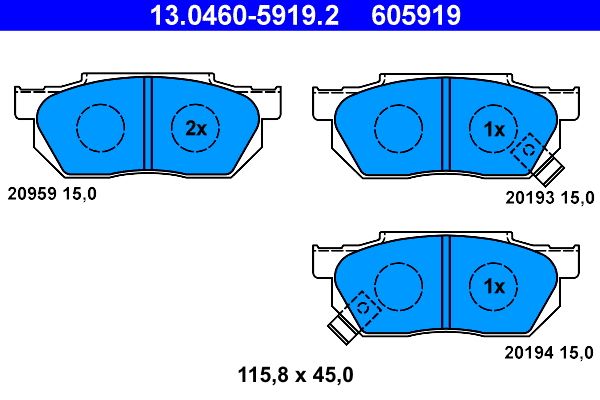 Гальмівні колодки дискові ATE 13046059192 - zapix