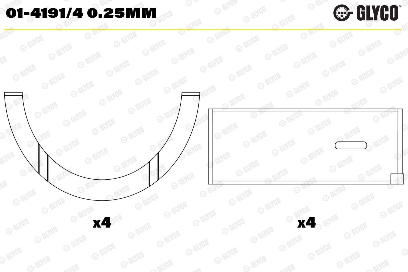Вкладиші шатунні GLYCO 0141914025MM - zapix