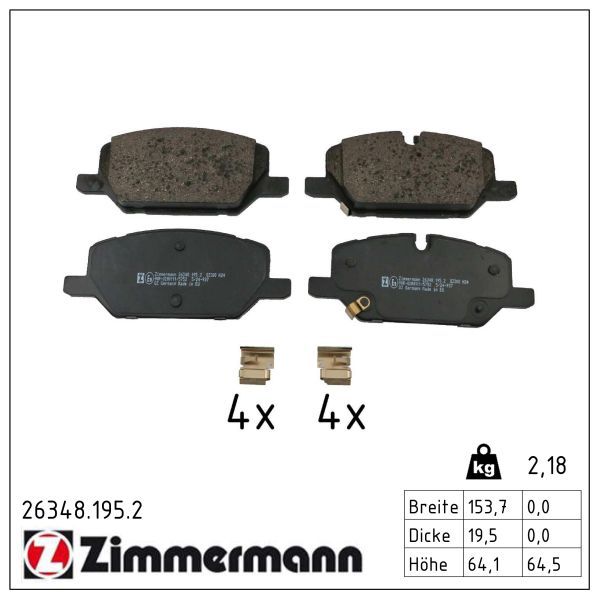 Гальмівні колодки дискові ZIMMERMANN 263481952 - zapix