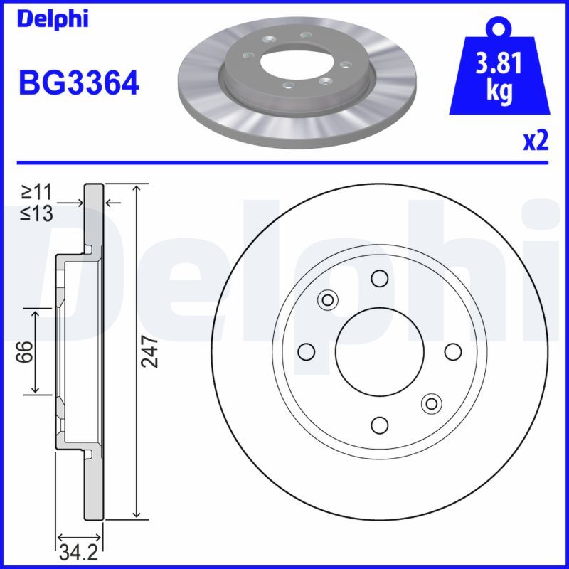 Гальмівний диск DELPHI BG3364 - zapix