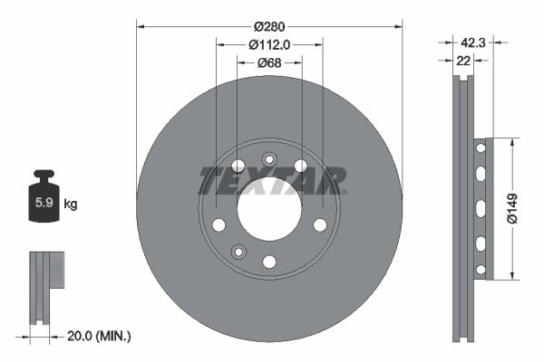Гальмівний диск TEXTAR 92152203 - zapix