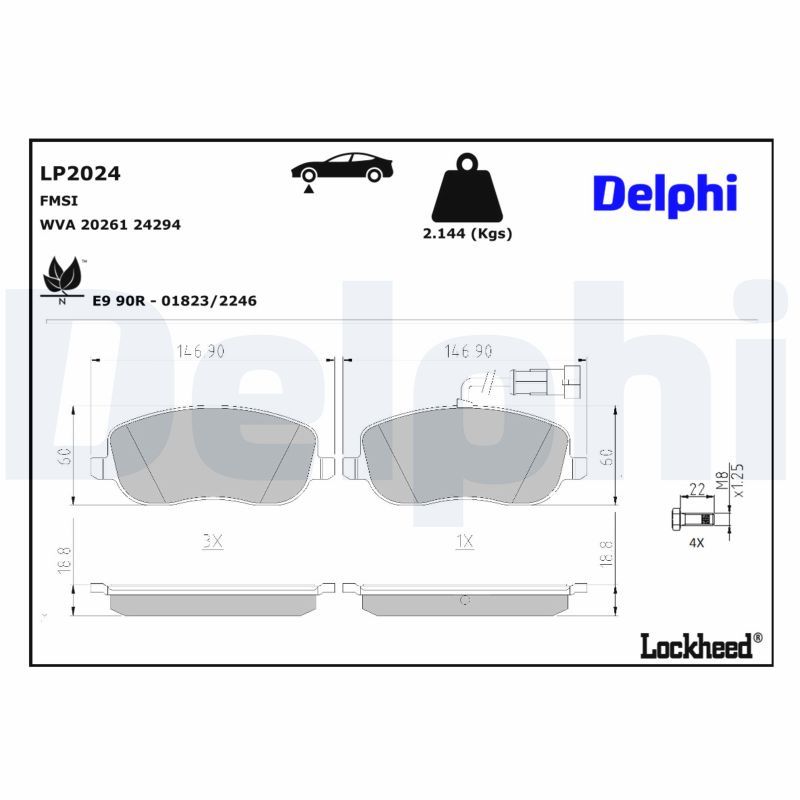 Гальмівні колодки дискові DELPHI LP2024