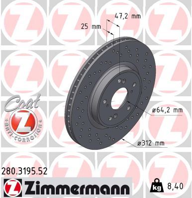 Гальмівний диск ZIMMERMANN 280319552 - zapix