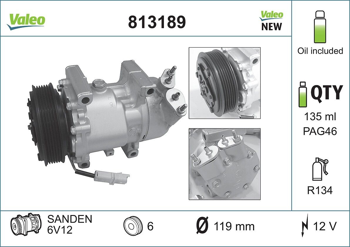Компресор кондиціонера VALEO 813189 - zapix