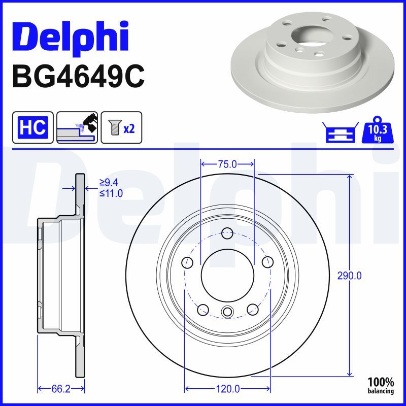 Гальмівний диск DELPHI BG4649C - zapix