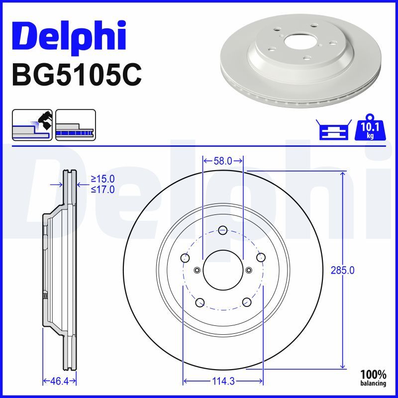 Гальмівний диск DELPHI BG5105C - zapix
