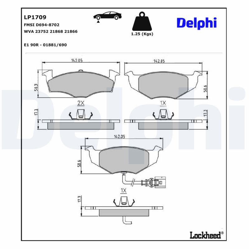 Гальмівні колодки дискові DELPHI LP1709 - zapix