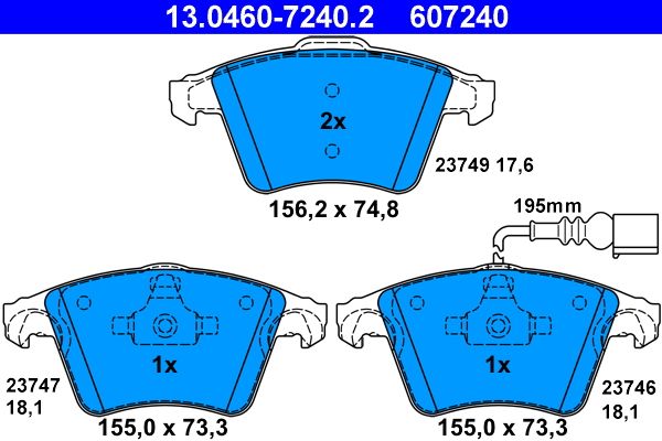 Гальмівні колодки дискові ATE 13046072402 - zapix