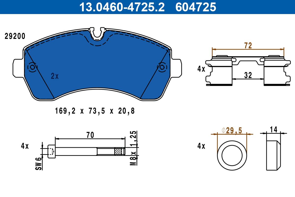 Гальмівні колодки дискові ATE 13046047252 - zapix