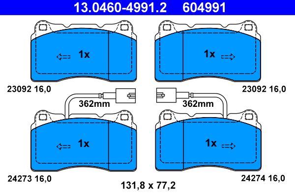 Гальмівні колодки дискові ATE 13046049912 - zapix
