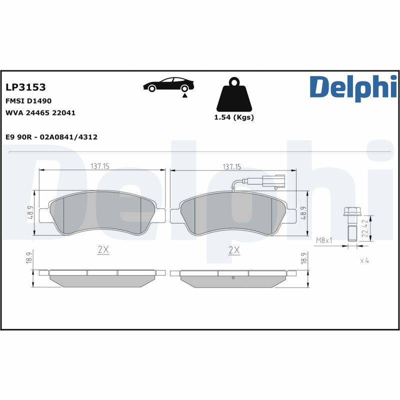 Гальмівні колодки дискові DELPHI LP3153