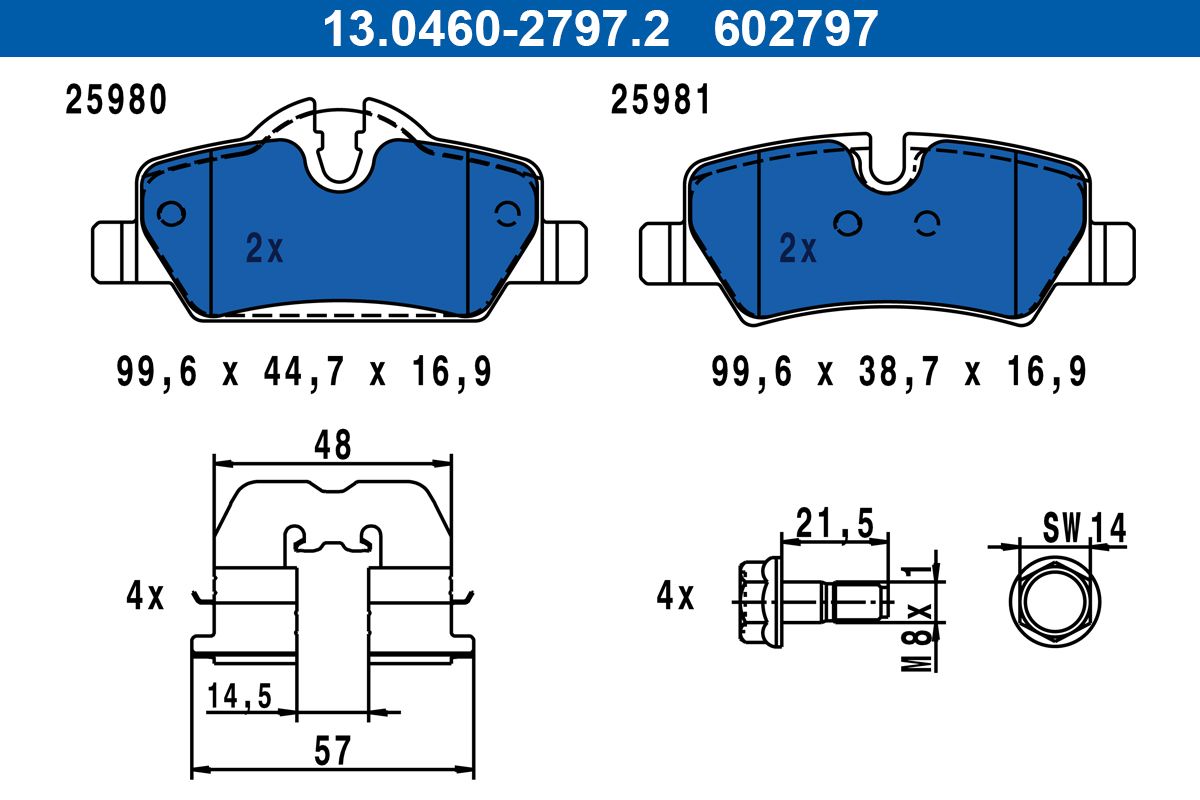 Гальмівні колодки дискові ATE 13046027972 - zapix